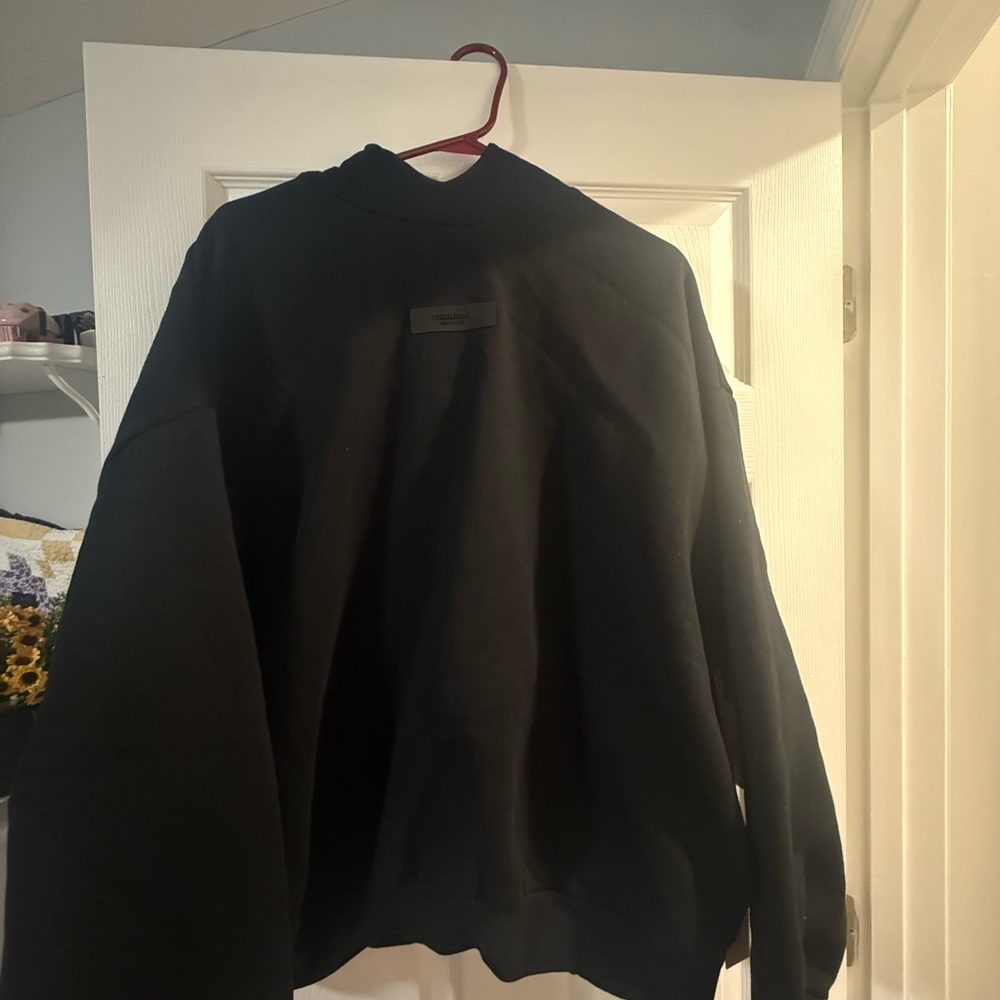 Essentials Black Crewneck Men's Hoodie